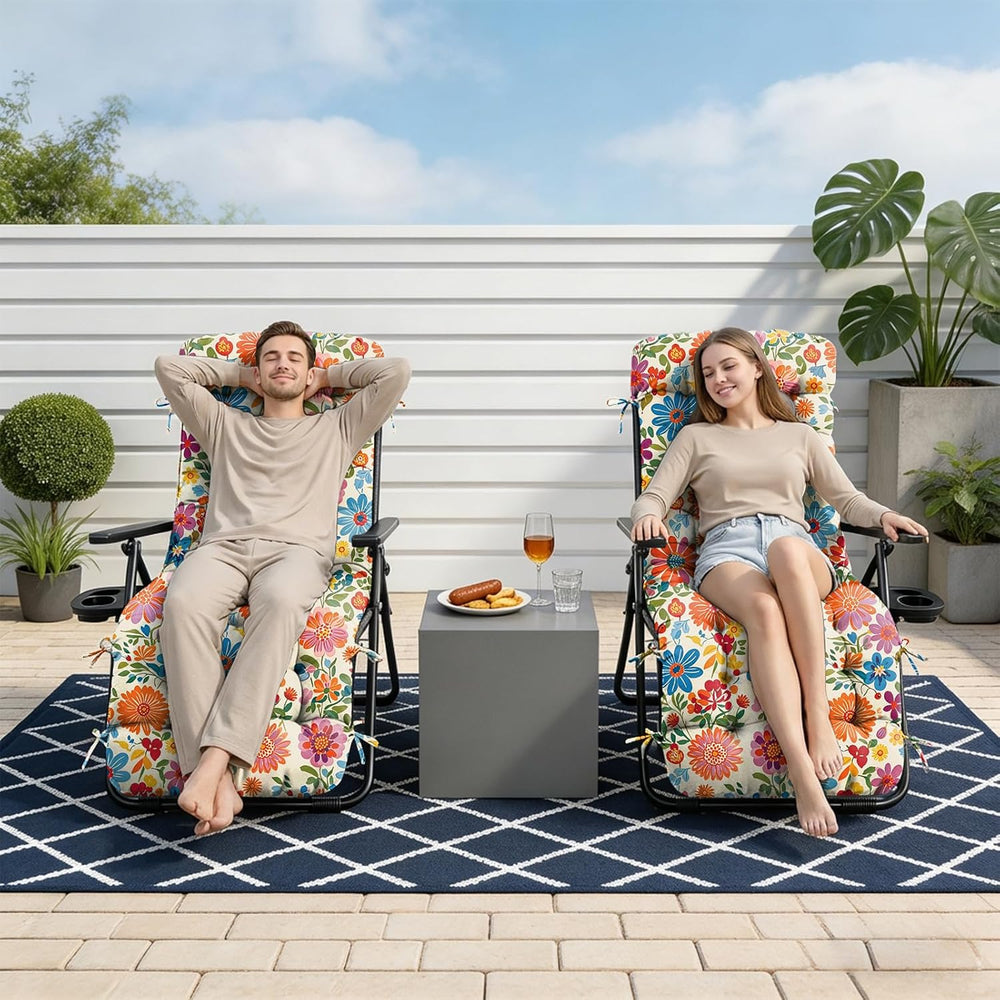 Patio Chaise Lounge Chair Cushion, Waterproof Zero Gravity Chair Cushion with...
