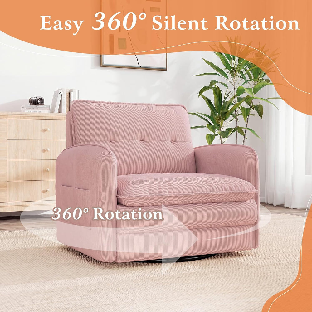 360°Swivel Accent Armchair,Modern 33" Corduroy Swivel Accent Chair for L...