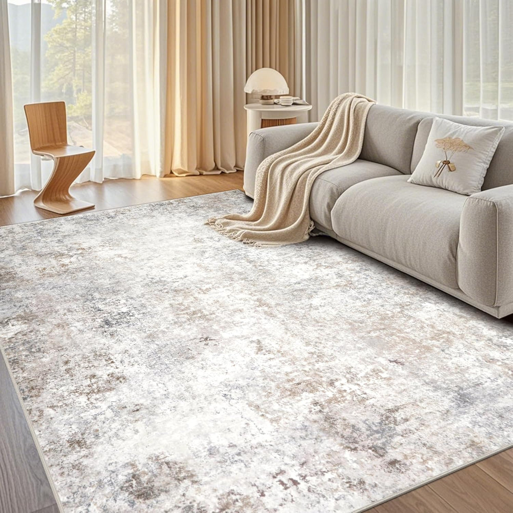 Beige Grey Washable Rugs 8x10 Area Rugs for Living Room,Bedroom,Dining Room