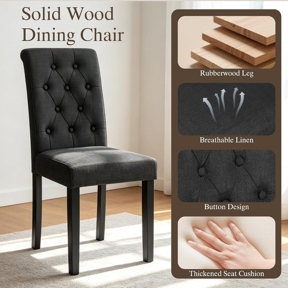 LSSBOUGHT Set of 4 Modern Tufted Dining Chairs, Button Padded Fabric Chairs w...