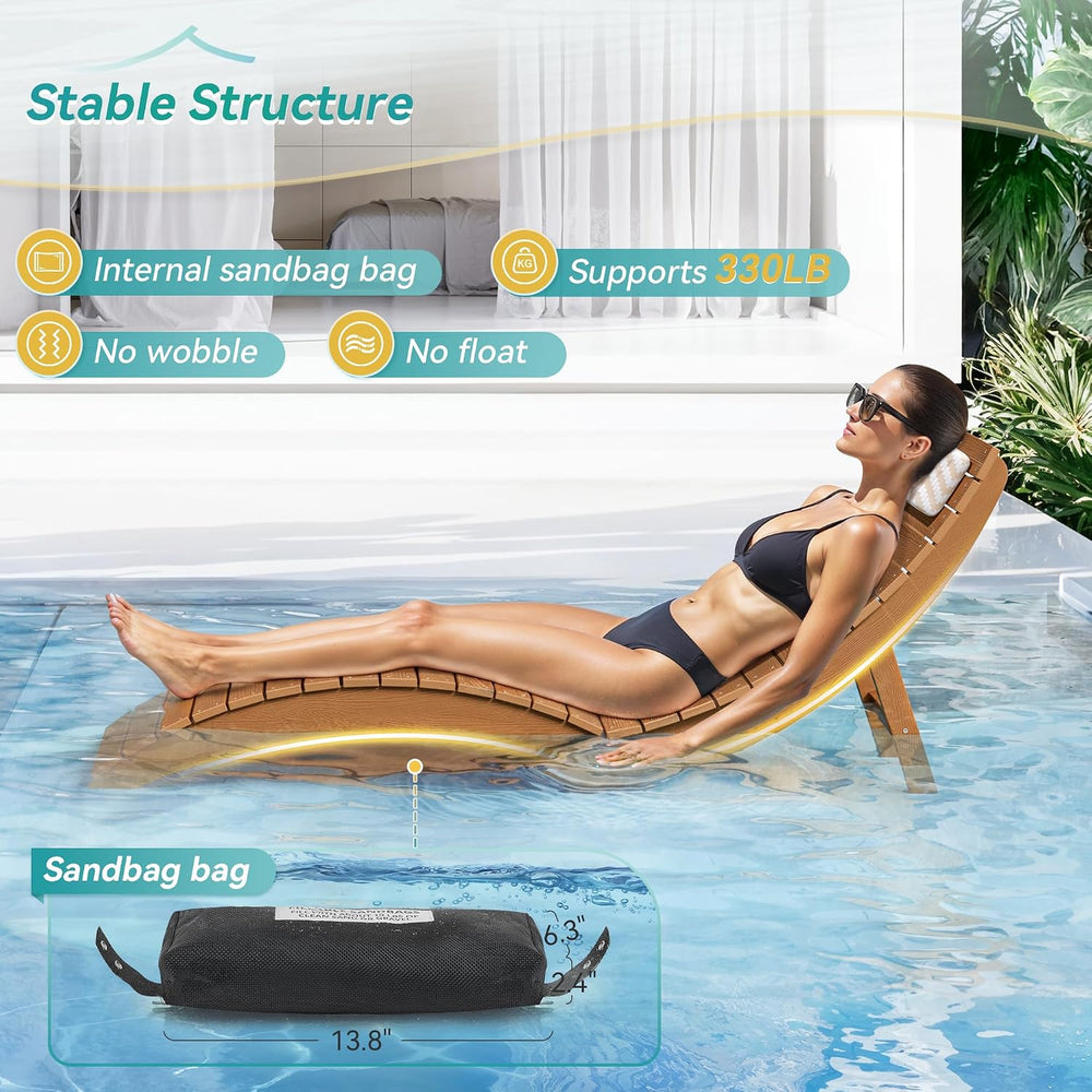 Folding Pool Lounge Chairs, Pre-Assembled for 8-Inch Depth