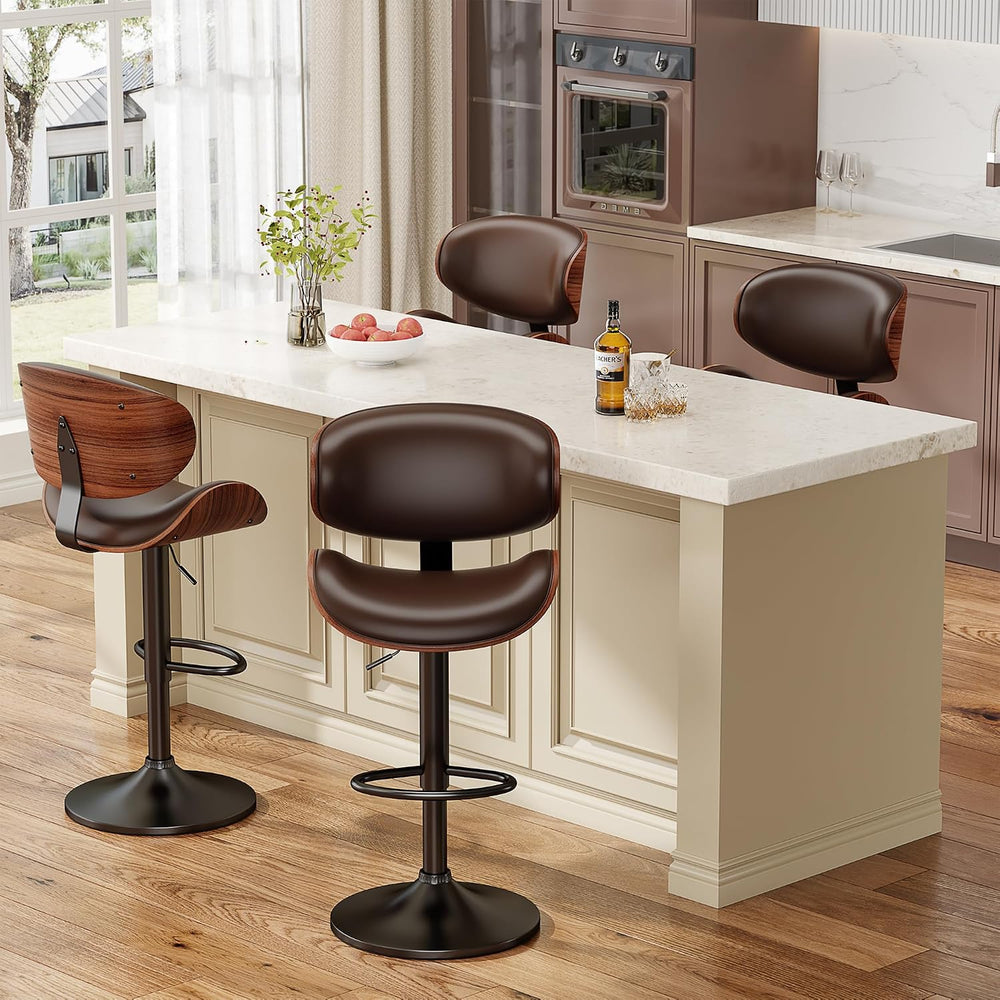 YaFiti Swivel Bar Stools Set of 2, Bar Stools for Kitchen Counter, Brown