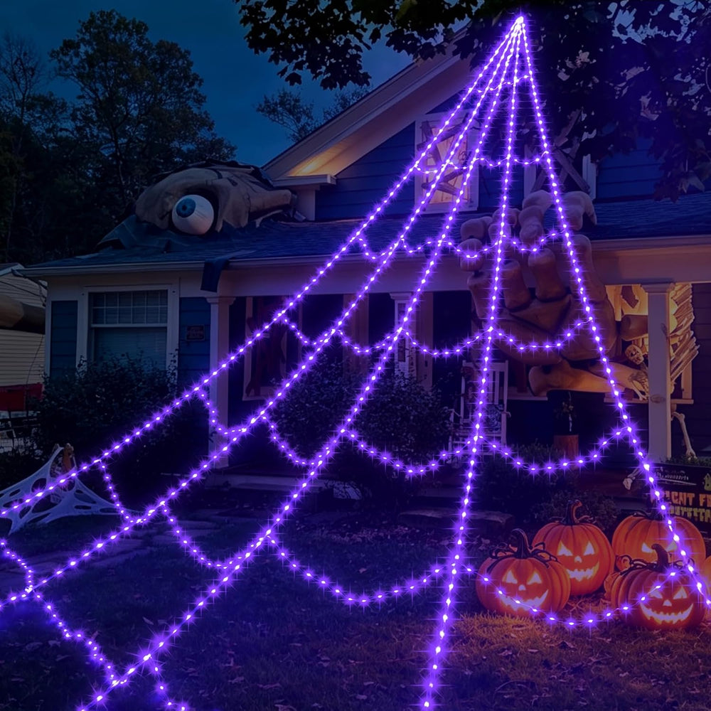 Halloween Decorations Outdoor 616 LED Halloween Spider Web Decoration
