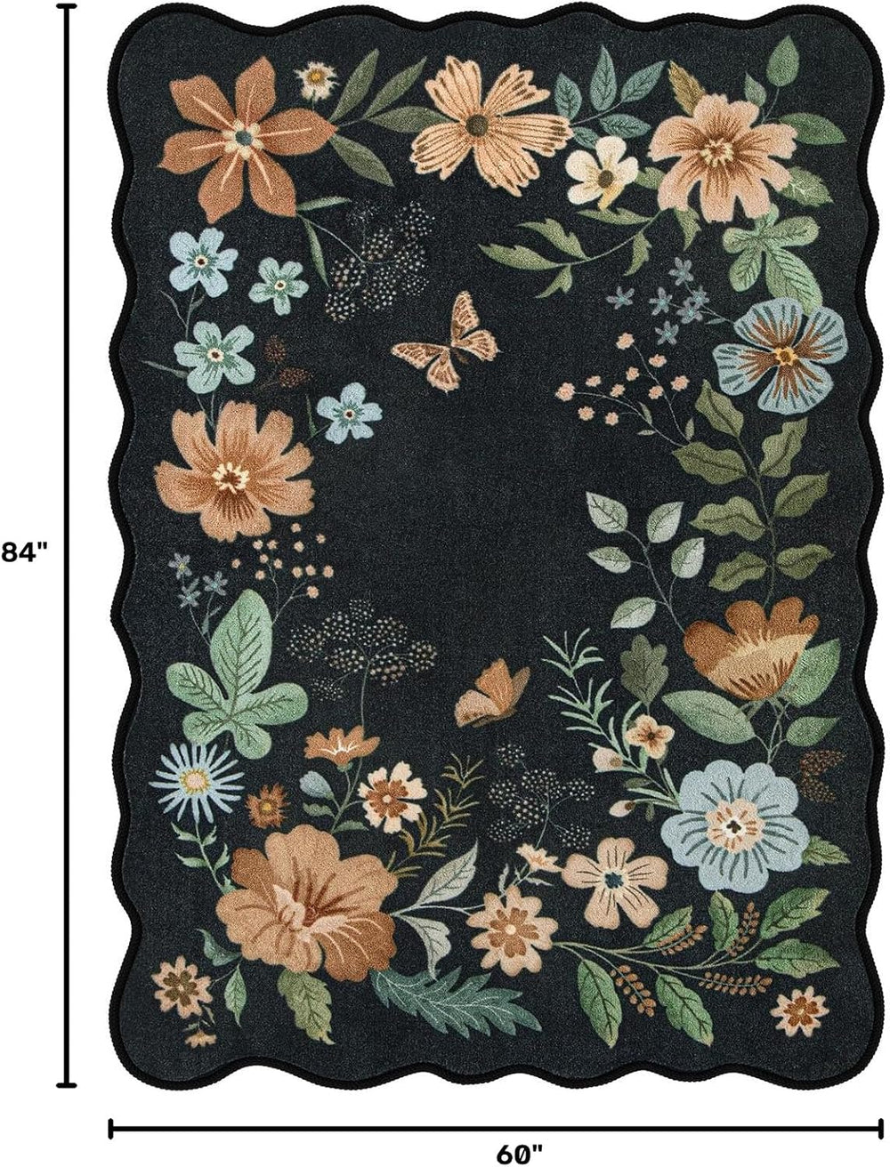Lahome Floral Rugs for Living Room, 5x7 Area Rugs Soft Washable Bedroom Rug