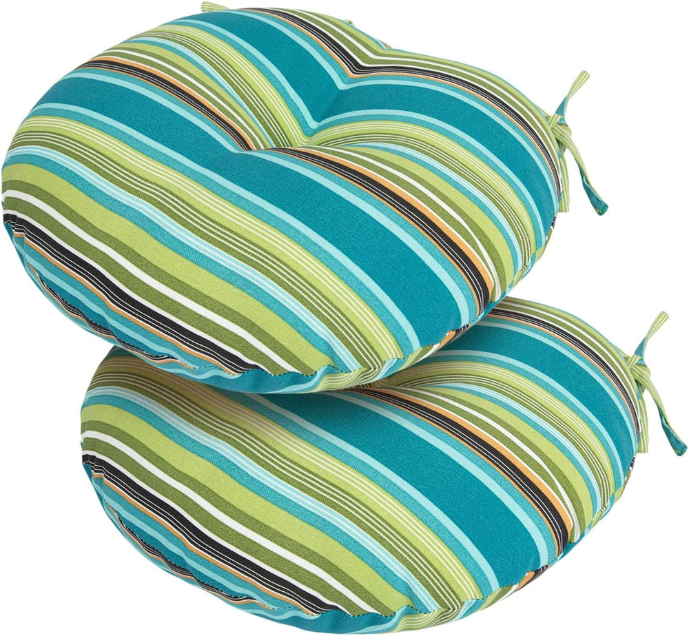 FUNHOME Outdoor Round Seat Cushions with Ties,Set of 2,Tufted Bistro Chair Cu...