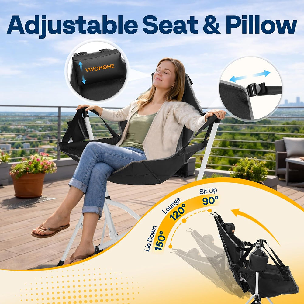 VIVOHOME Reclining Hammock Camping Chair, Portable Rocker Chair for Outdoor