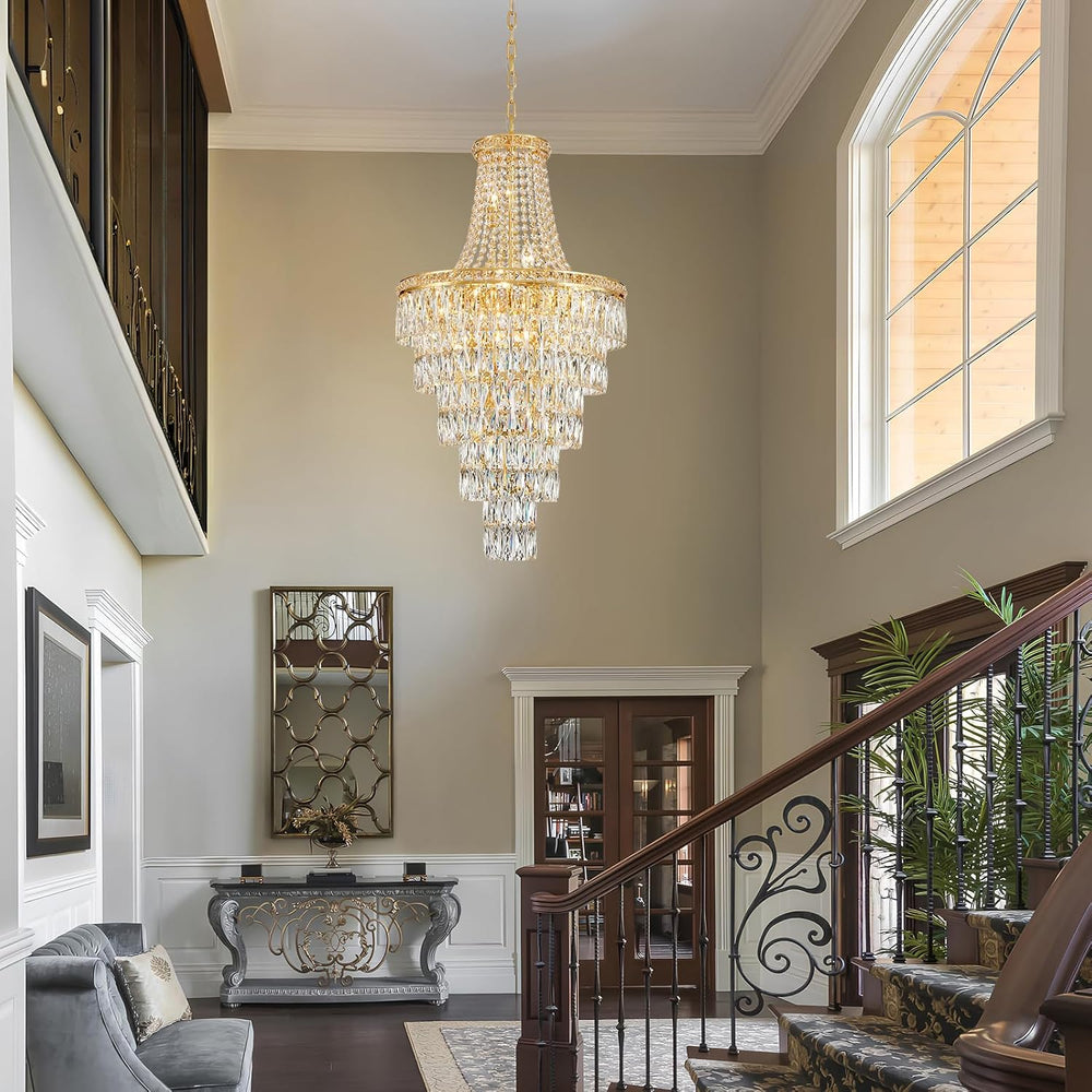 Gold Crystal Chandeliers 13 Lights Luxury Modern Chandelier for High Ceilings...