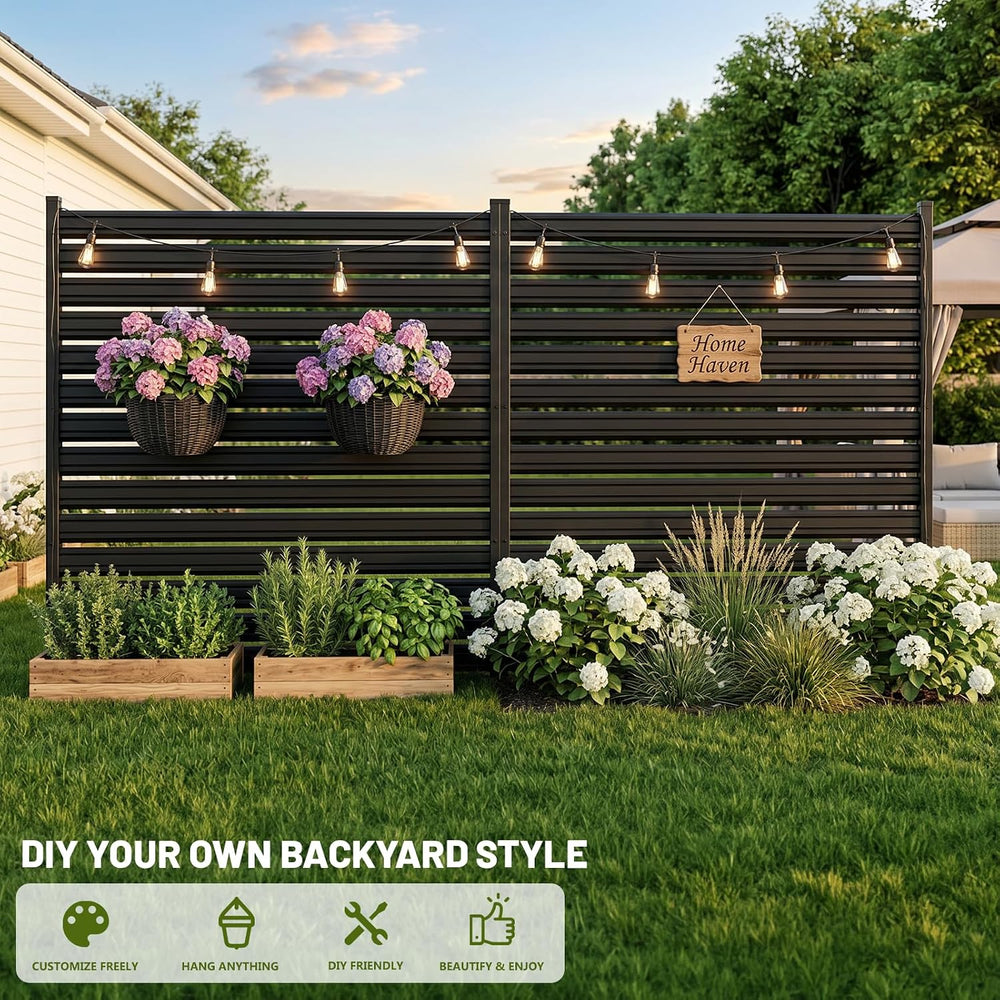2 Panel No Dig Privacy Fence Screen, 42" H × 38" W Metal Outdoor Ai...