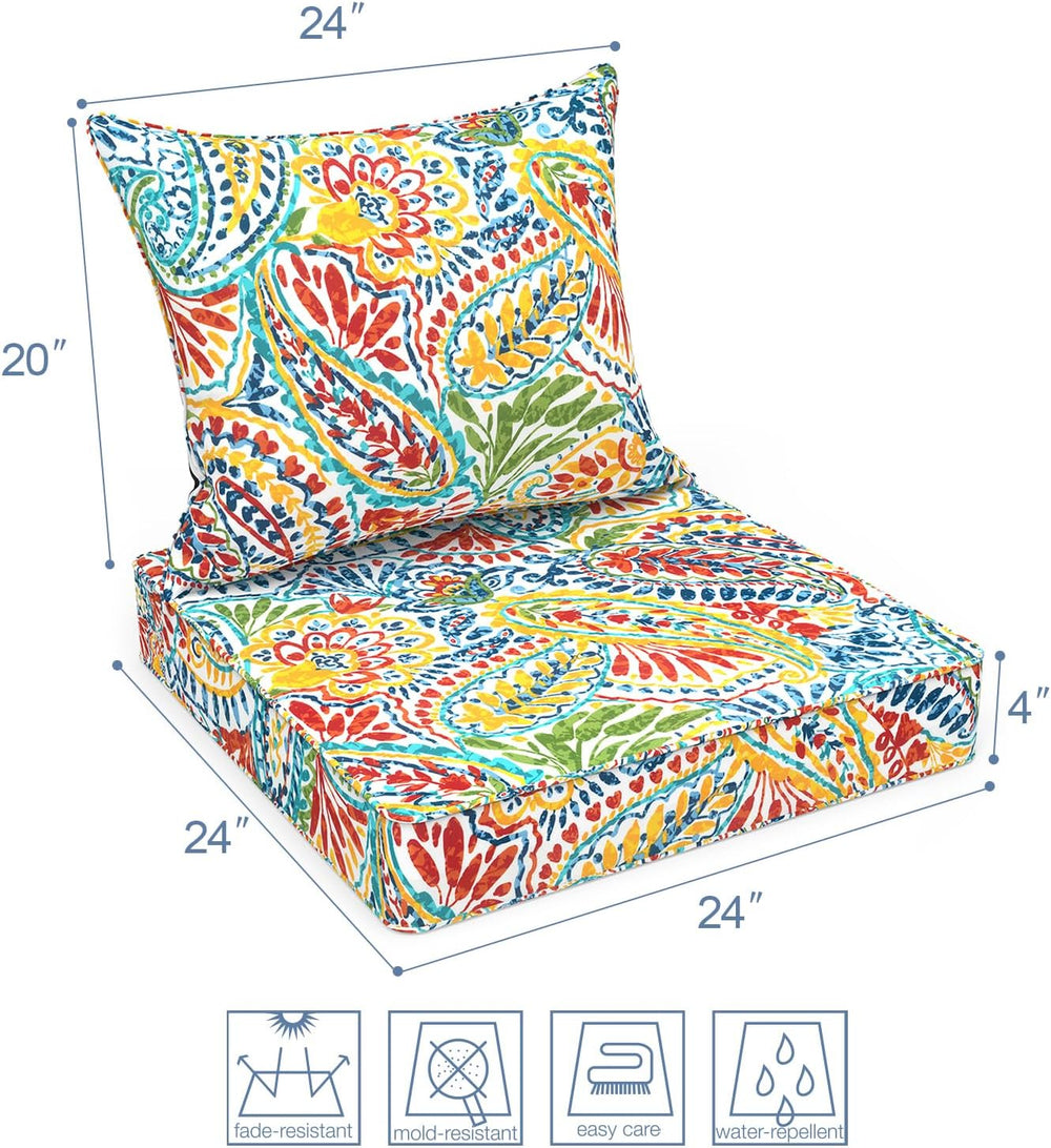 LVTXIII Outdoor Deep Seat Cushion 24"x24"x4" Patio Seat and Ba...
