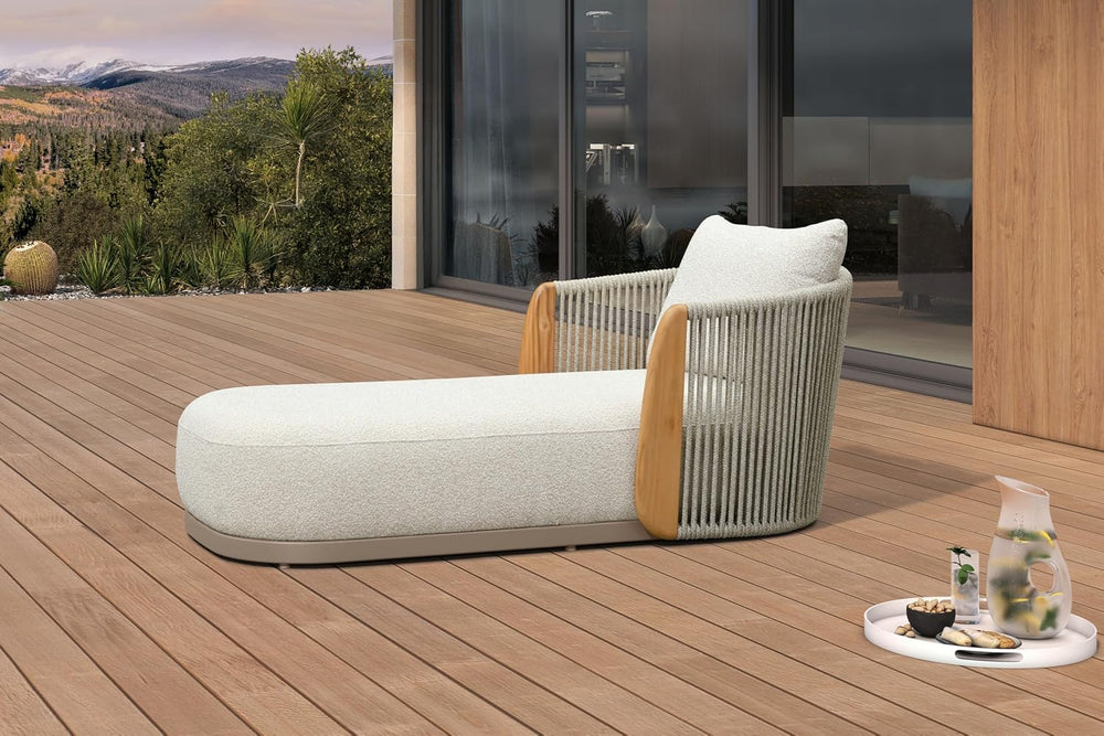 PURPLE LEAF Patio Chaise Lounge 1 Piece Plush 10" Olefin Cushion Khaki