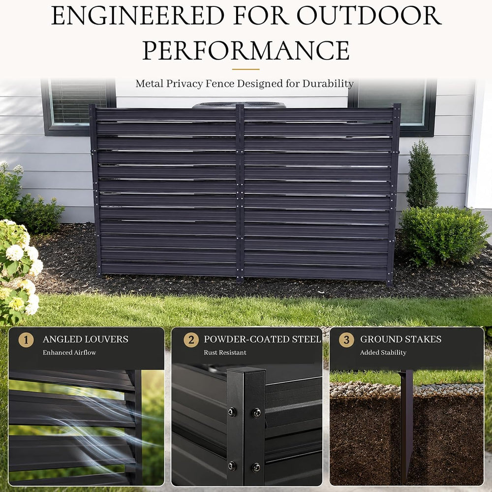 2 Panel Air Conditioner Fence, 42" H x 6.33 FT W Metal AC Unit Fence wit...