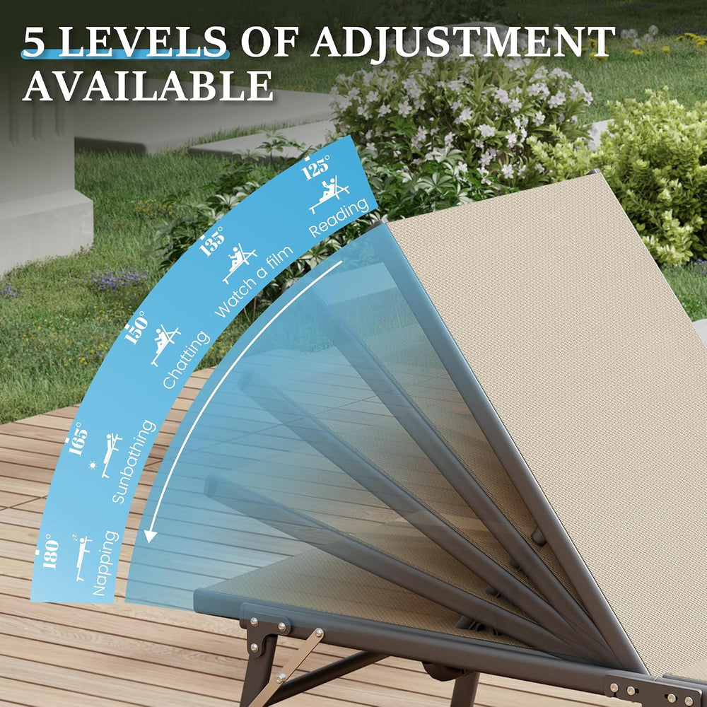 UDPATIO Folding Patio Lounge Chairs Outdoor Pool Chaise Lounge Chair