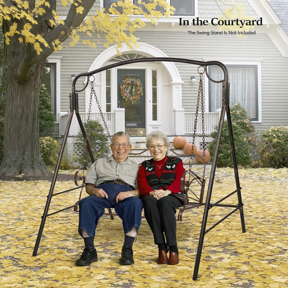 VINGLI Heavy Duty Metal Porch Swing, 660 LBS Outdoor Swing Bench, Slimline