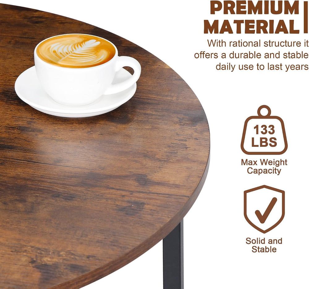 SUPER DEAL Round Coffee Tables w/ 32 Inch Rustic Wooden Surface Top and Sturd...