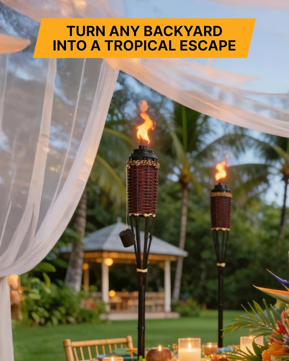 Backyadda Bamboo Torches for Outside, Compatible with All Tiki Torches Fuels,...
