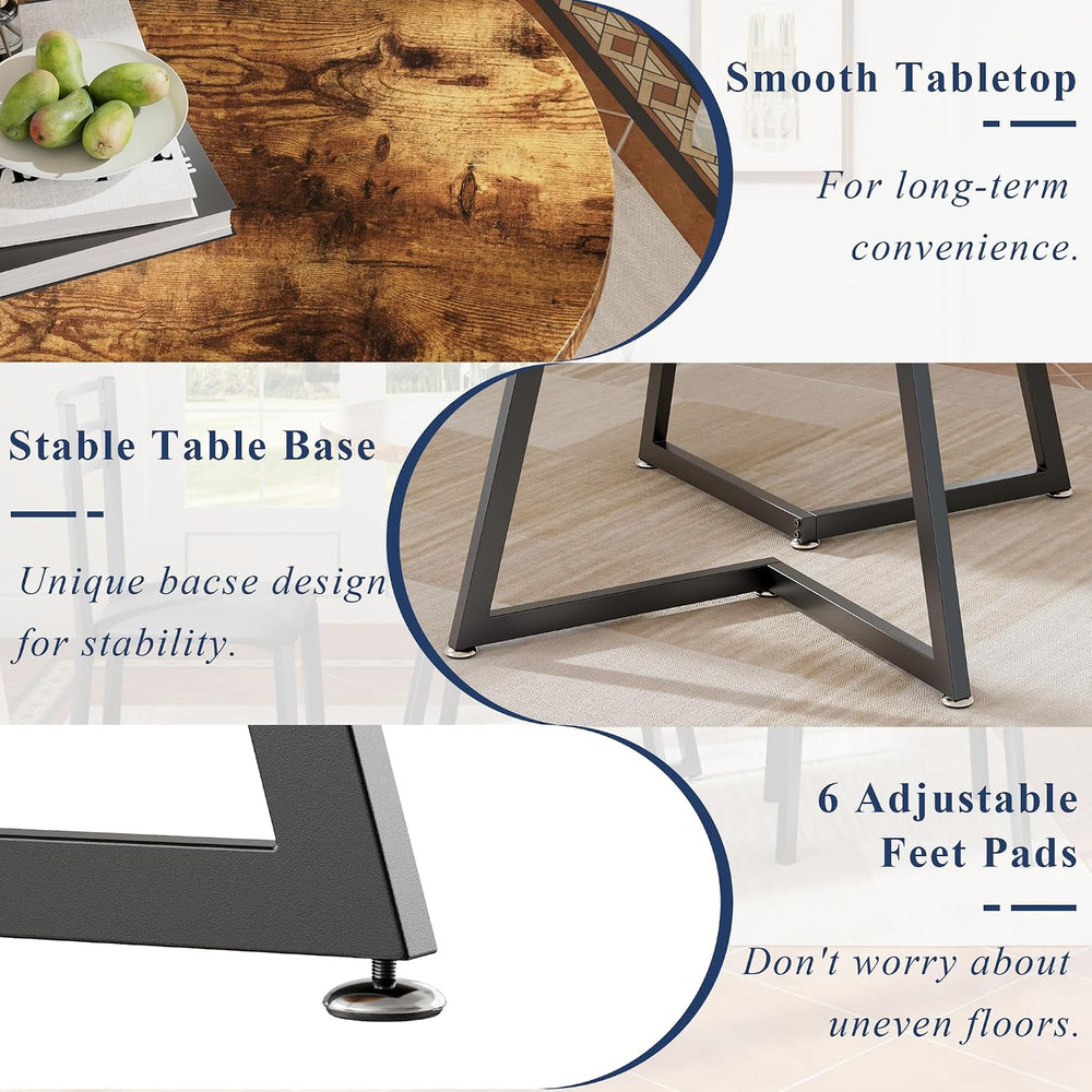 VECELO Small Round Kitchen Table with 2 Upholstered Chairs, 3-Piece Wood Dine...