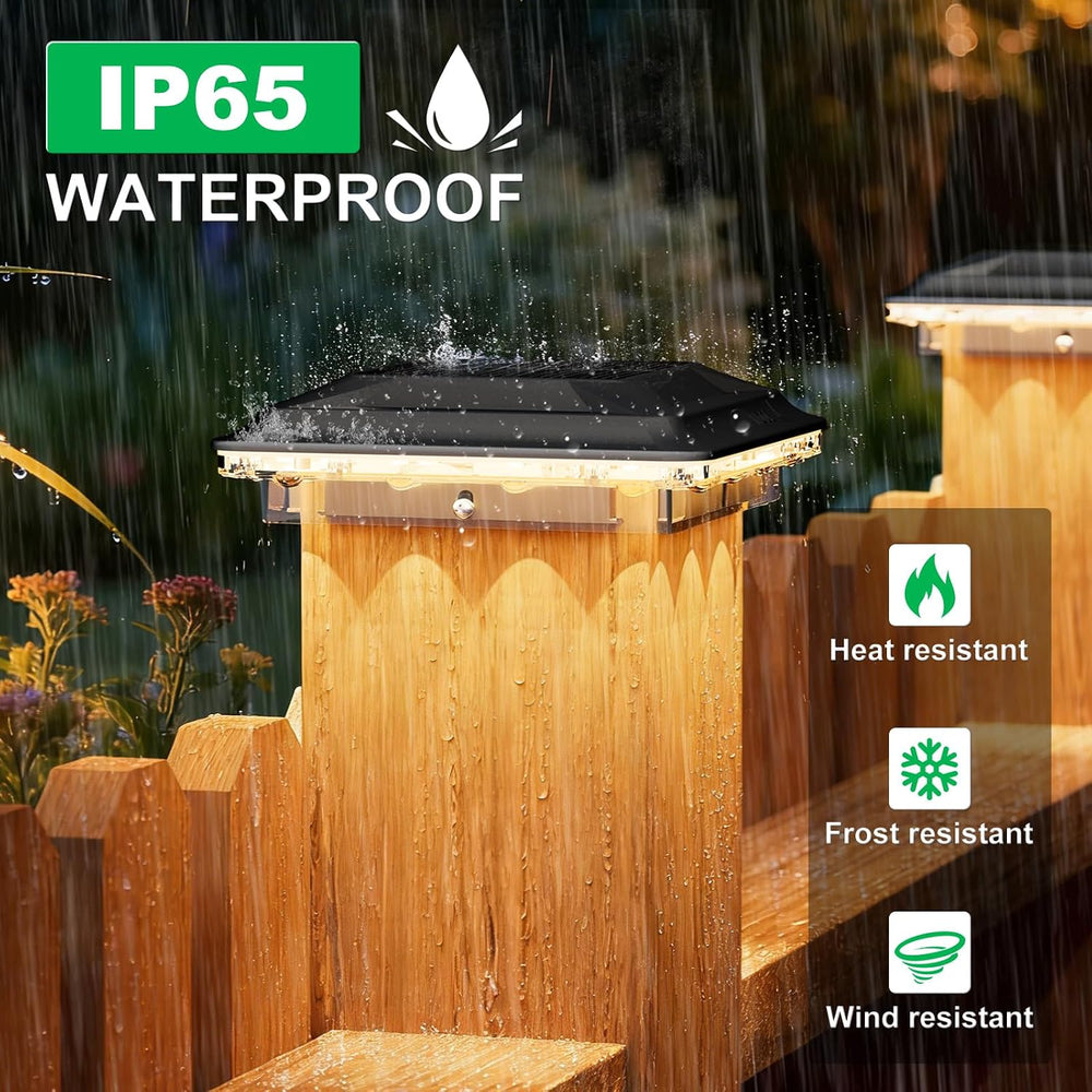 Upgraded Solar Post Cap Lights Outdoor 16pack, 3-in-1 Selectable Color (Warm ...