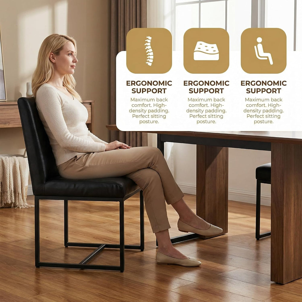 HNY Modern Dining Chairs Set of 6, Upholstered Leather Dining Room Chairs wit...