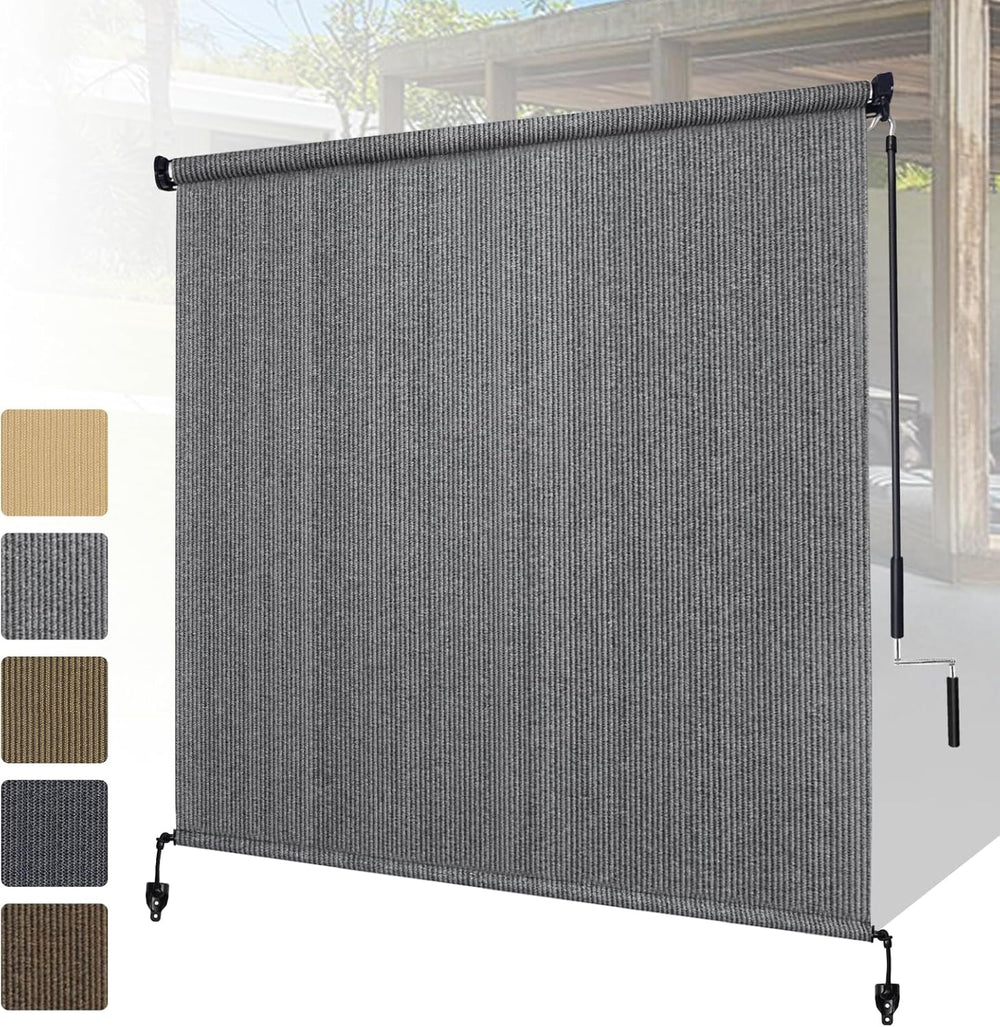 Shade&Beyond Outdoor Roller Shades with Splicing Design, 8' W x 8'...