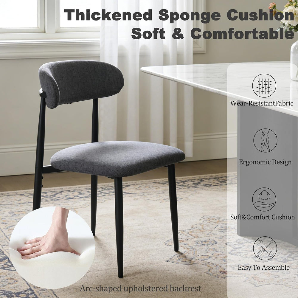 FREKEN Modern Upholstered Dining Chairs Set of 8, Mid-Century Metal Frame Lin...