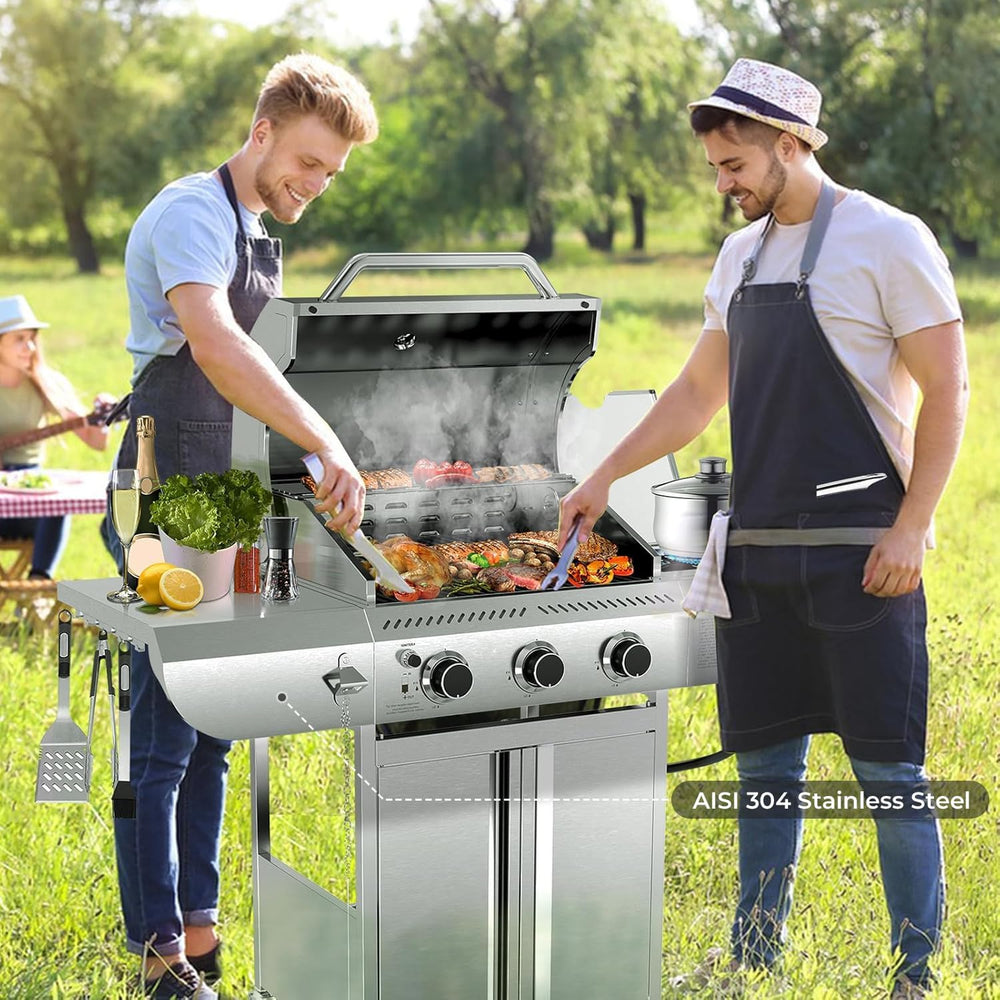34,000 BTU 3-Burner Propane Gas Grill with Side Burner