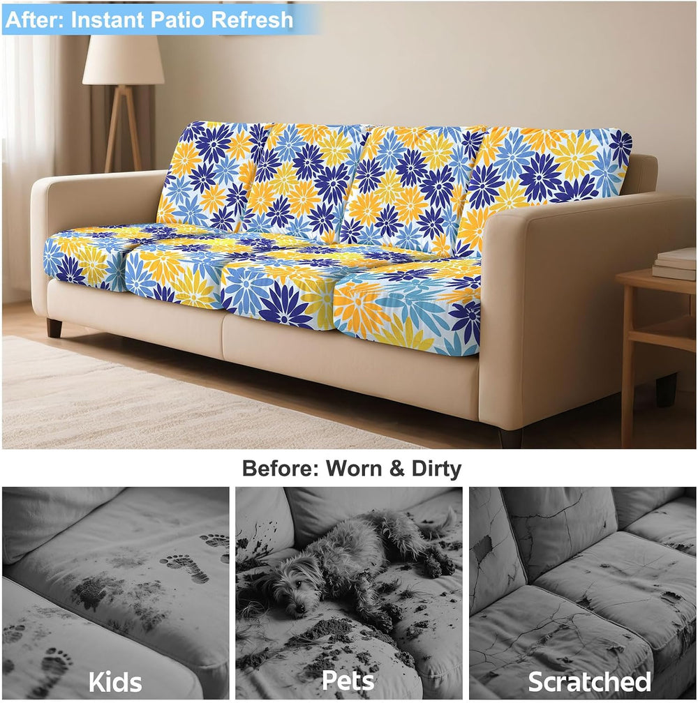 8Pcs Patio Cushion Covers Stretch Outdoor Furniture Protector Slipcovers