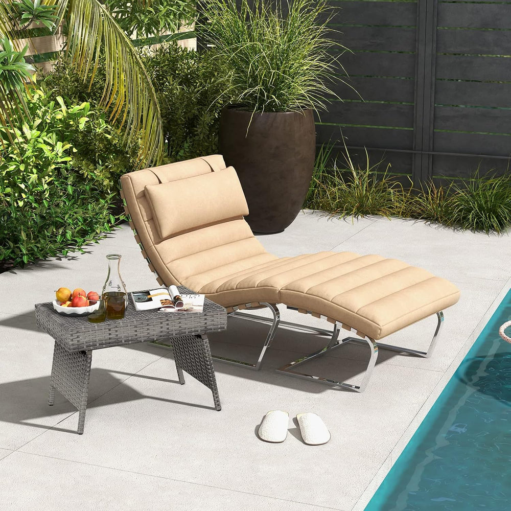 RELAX4LIFE Patio Rattan Side Table - Folding Coffee Table with Premium Brown ...