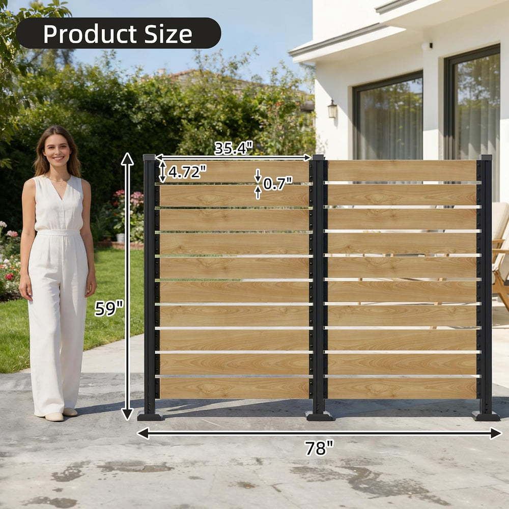 60''H x 78''W Outdoor Cedar Wood Fence Privacy Screen