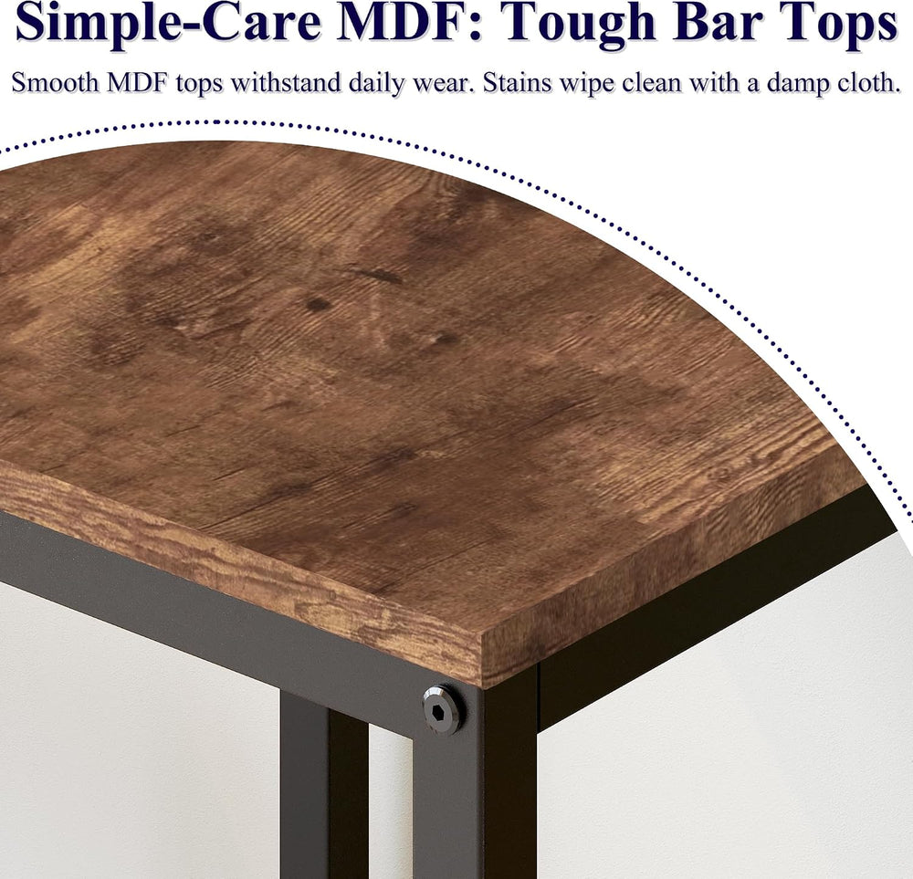 Lutown-Teen Square Bar Table, High Top Table - Industrial Metal Frame for Sma...