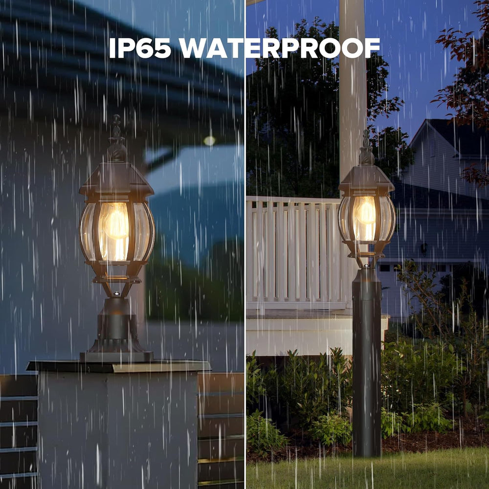LUTEC Solar Post Light With Pier Mount Base, Dusk to Dawn Aluminium Lamp, Ext...