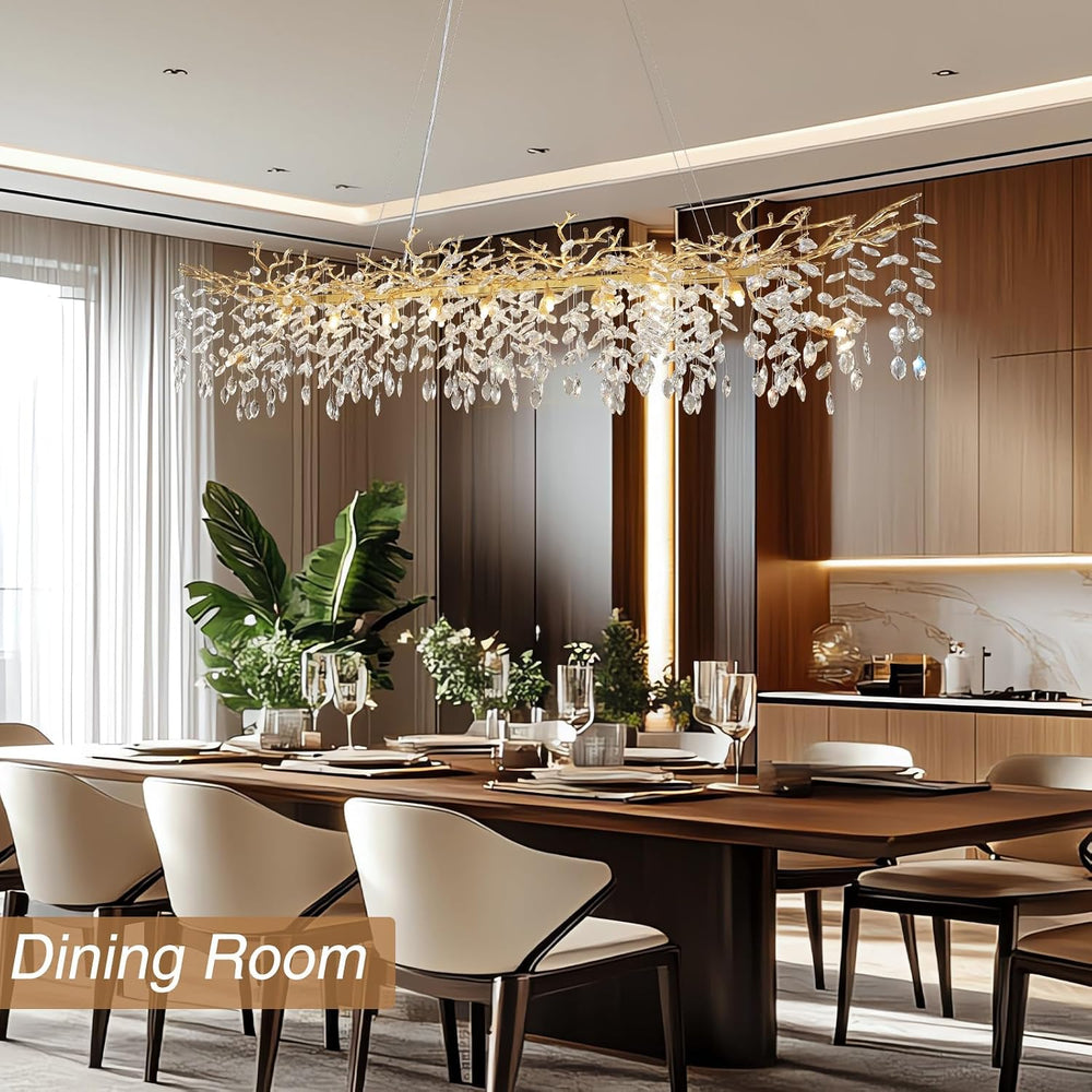 71" Modern Crystal Chandelier, 20-Light Gold Tree Branch Chandelier, Lux...