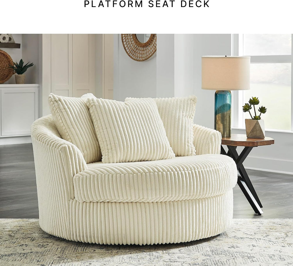 Signature Design by Ashley Lindyn White Oversized Swivel Accent Chair