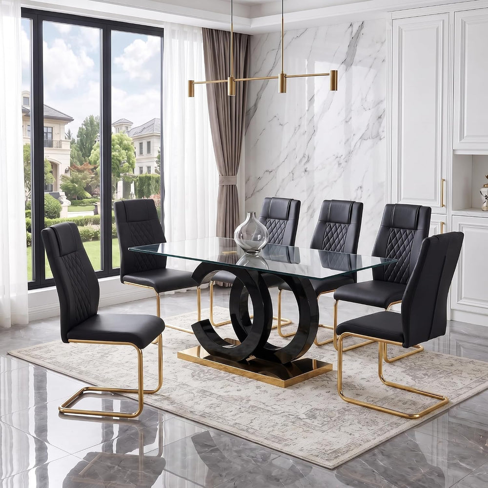 Ebullient Modern Dining Table Set for 6 ,7 Piece Dining Table Chairs Set for ...