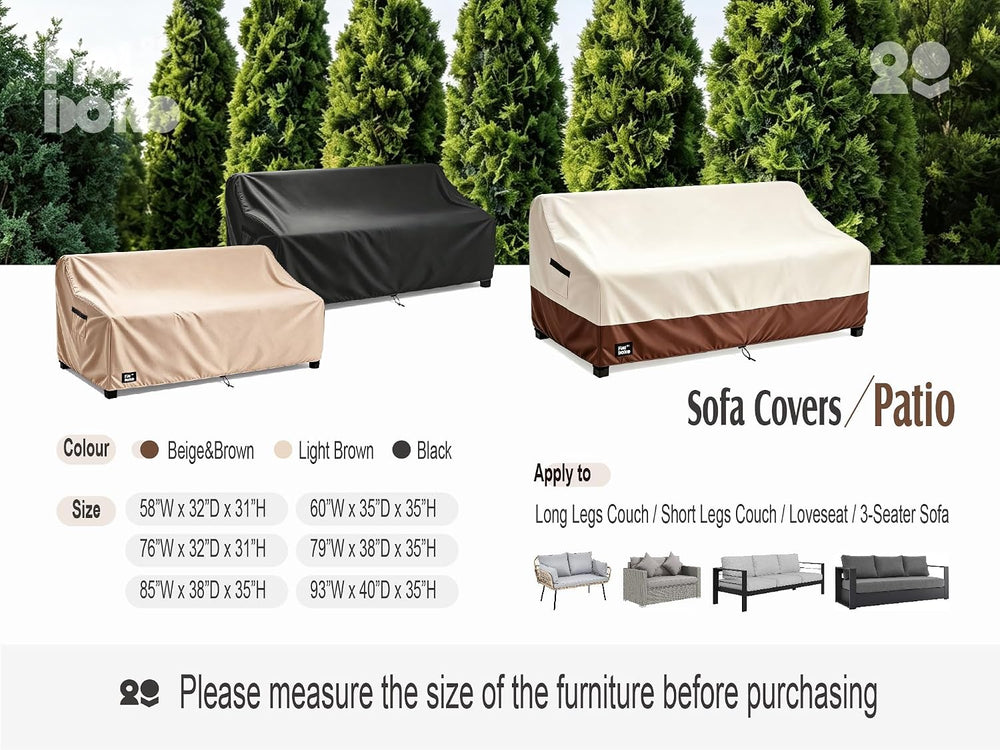 3-Seater Outdoor Sofa Cover, 76Wx32Dx31H inches Outdoor Furniture Covers Wate...