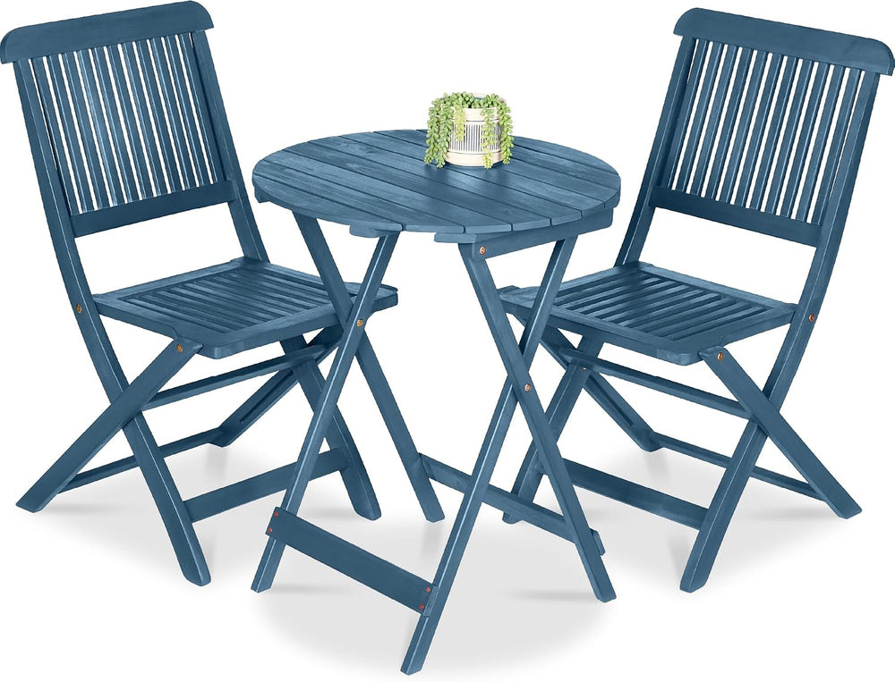 Best Choice Products 3-Piece Acacia Wood Bistro Set, Folding Patio Furniture ...