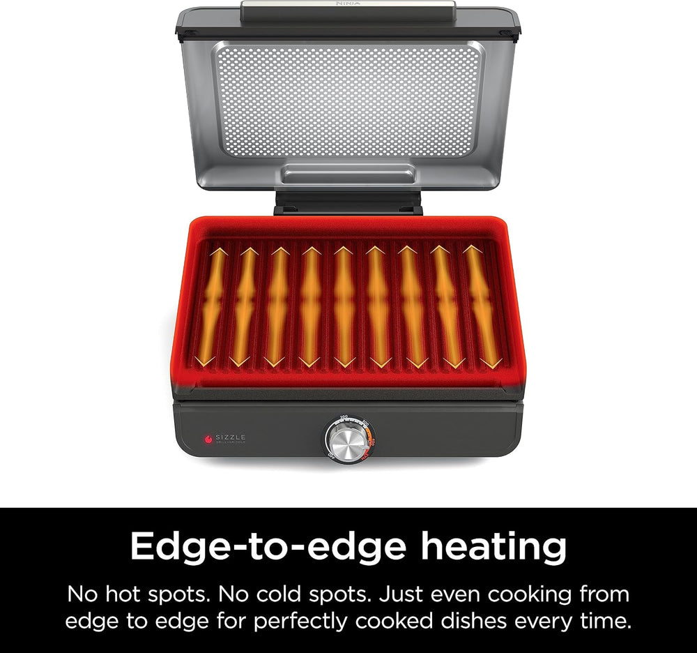 Ninja® Sizzle™ Indoor Grill & Griddle, 14'', 500°F, Grey/Silver, ...