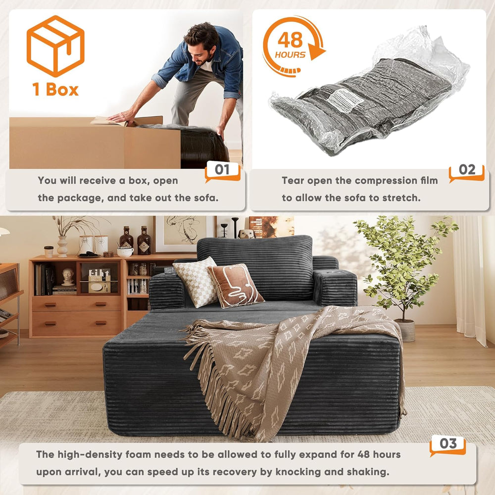 Homall Oversized Chaise Lounge Chair, Cloud Couch with Fluffy Upholstered, De...