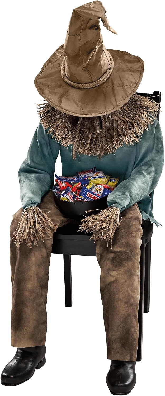 Spirit Halloween 4 Ft 6 In Scary Sitting Scarecrow Animatronic, Multicolor