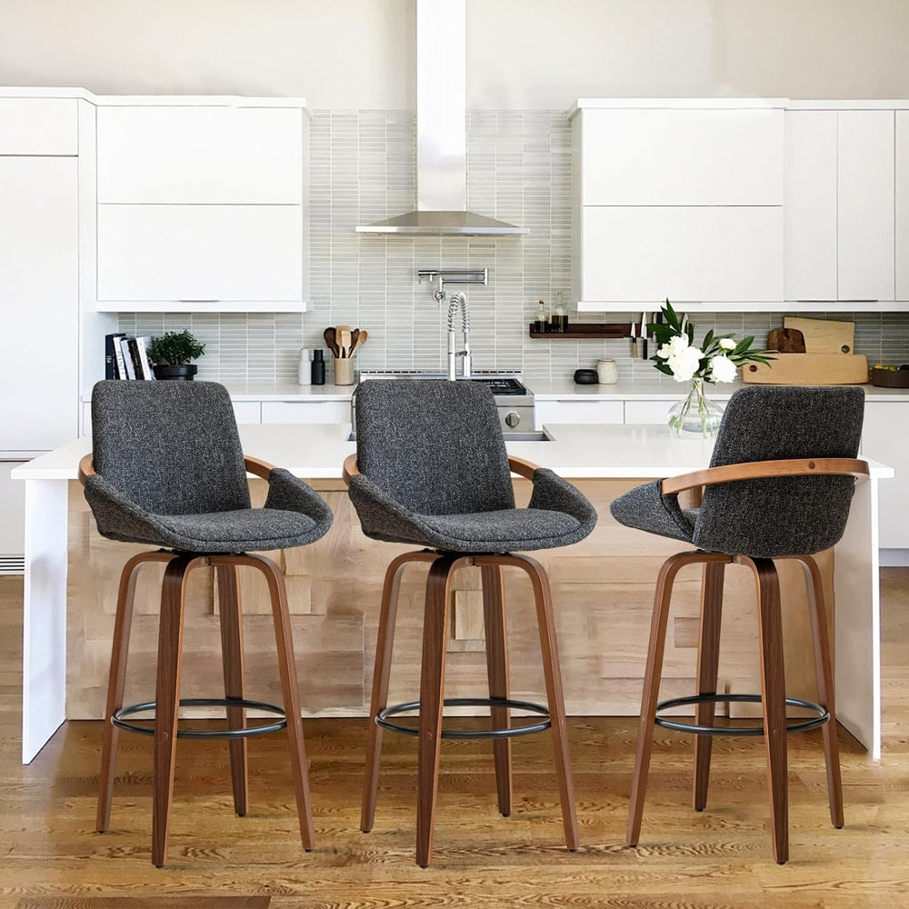 LUNLING 29.5" Set of 3 Bar Height Barstools Mid Century Modern Retro Bar...