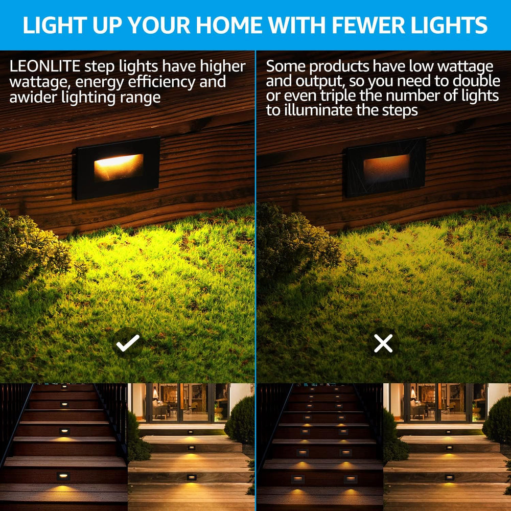 LEONLITE 6-Pack 5CCT 120V LED Step Lights, Horizontal, Oil Rubbed Bronze