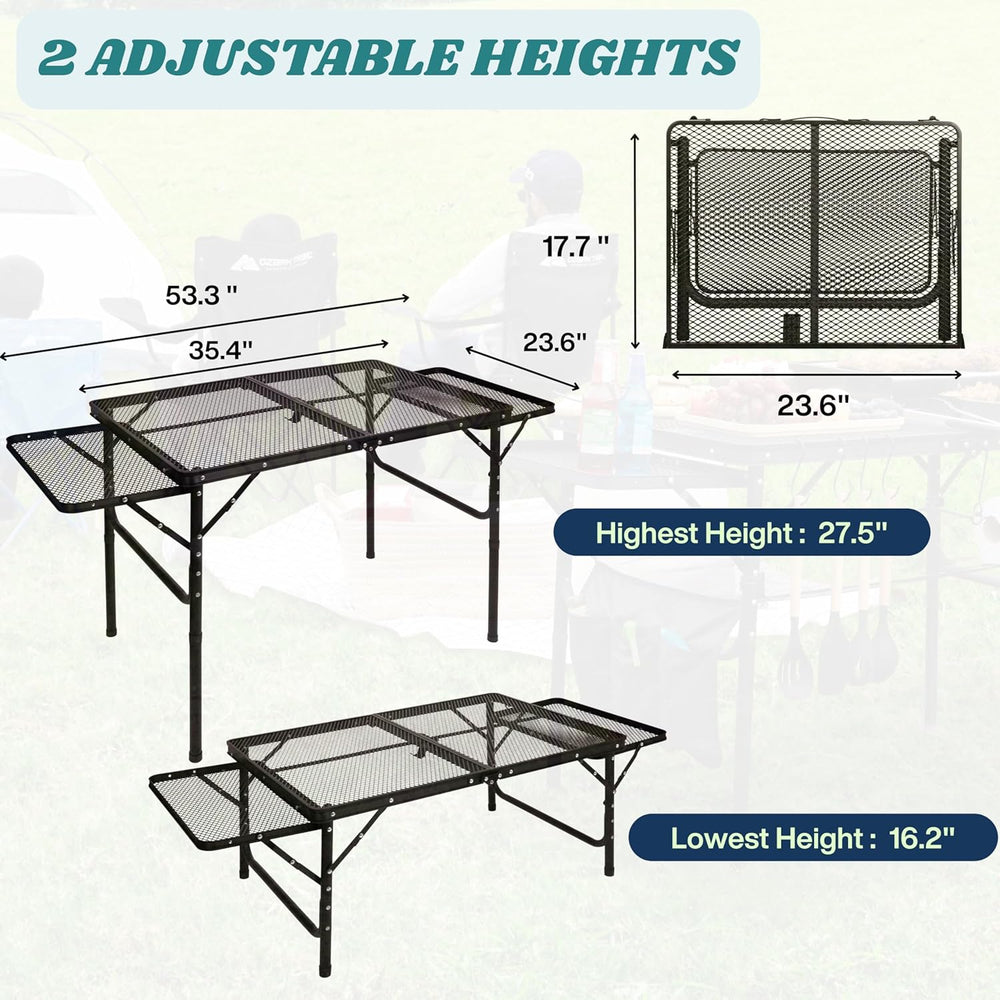 Folding Table w/ Carry Bag, Paper Towel Holder, Garbage Holder, Wing Panels, ...