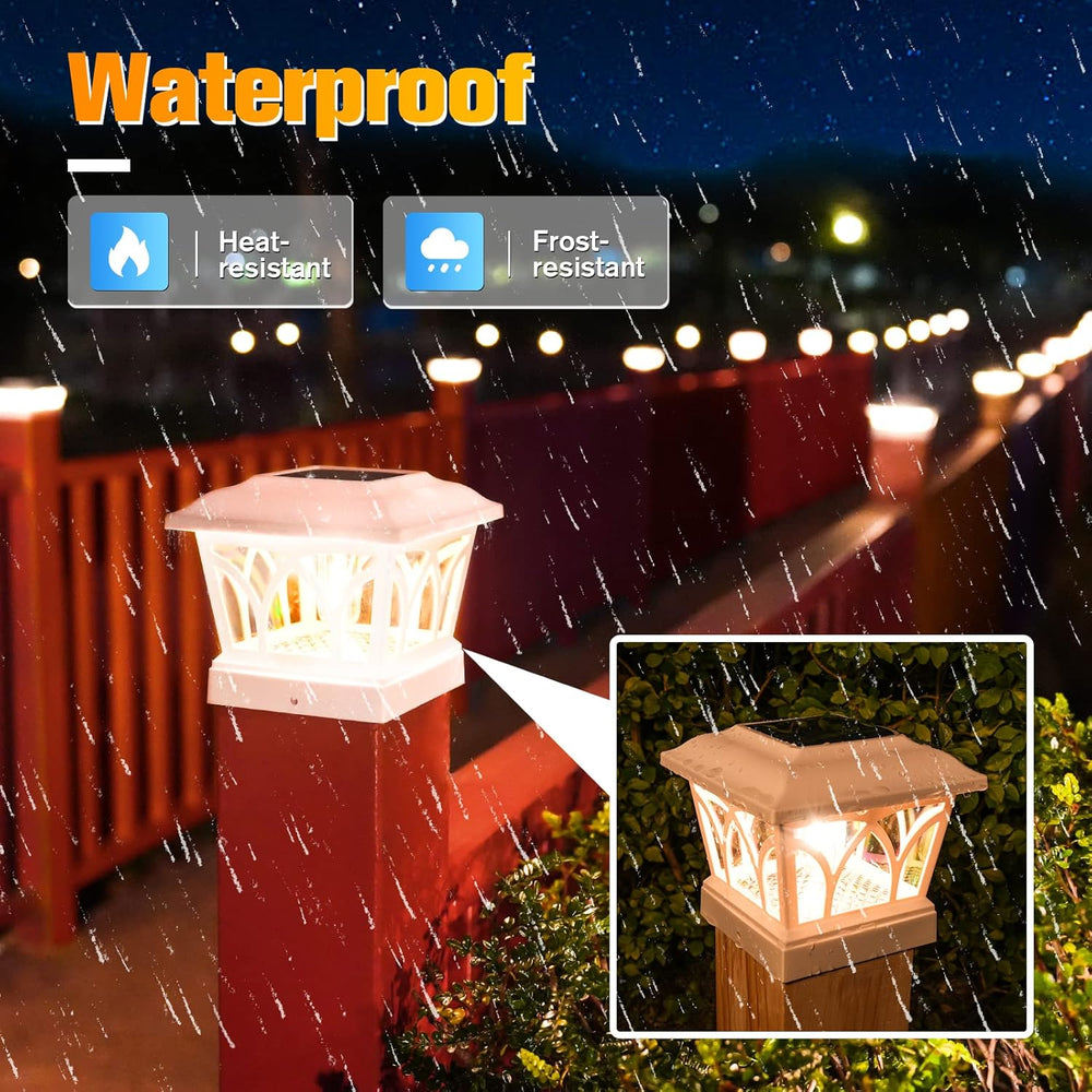 VOLISUN Solar Fence Post Cap Lights, Edison LED 2 Modes 8Pack,Slate White