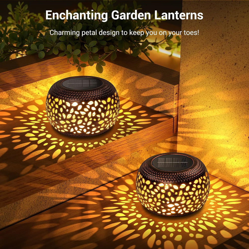 Solar Lanterns Outdoor Waterproof, 4 Pack Flower Petal Solar Garden Lights wi...