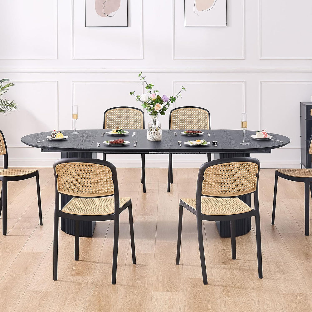 WILLIAMSPACE 86.61" Wood Extendable Dining Table for 6 to 8, Modern Oval...