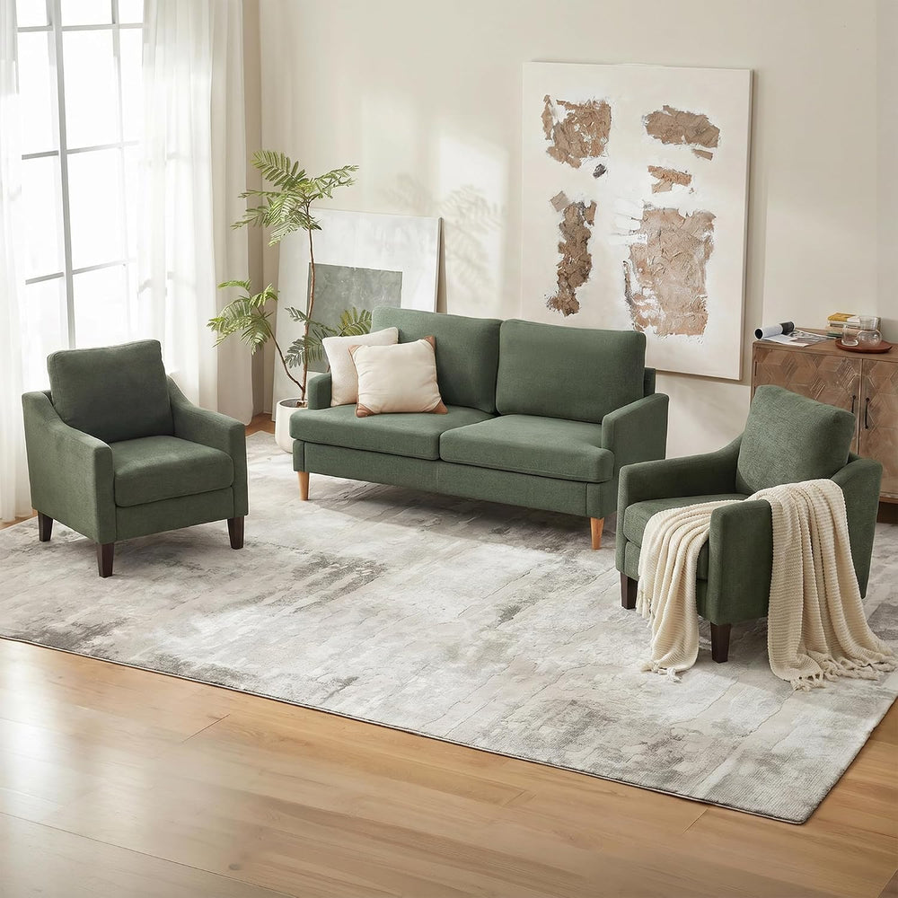 VKNOW Accent Chairs Set of 2, Modern Upholstered Armchairs, Green