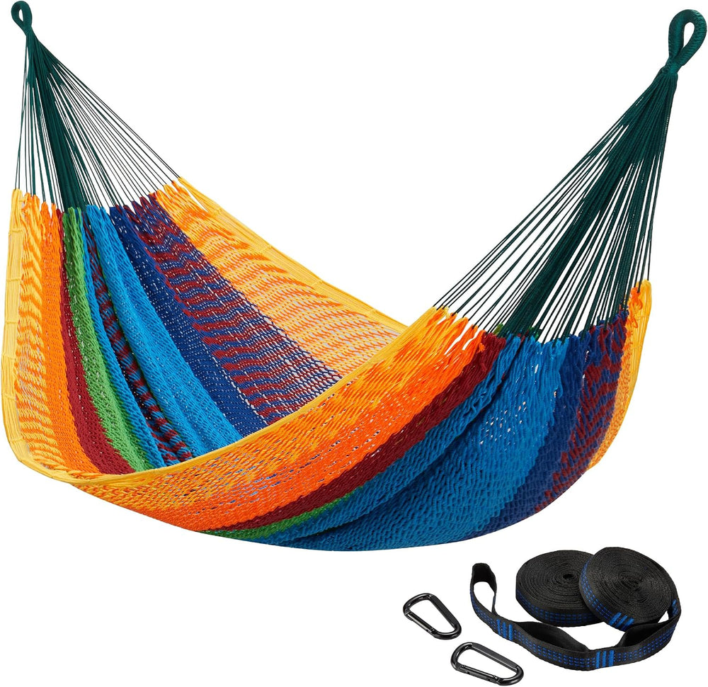 CHULIM Handwoven Mayan Hammock with 10ft Tree Straps, 550lbs Capacity Soft Ro...