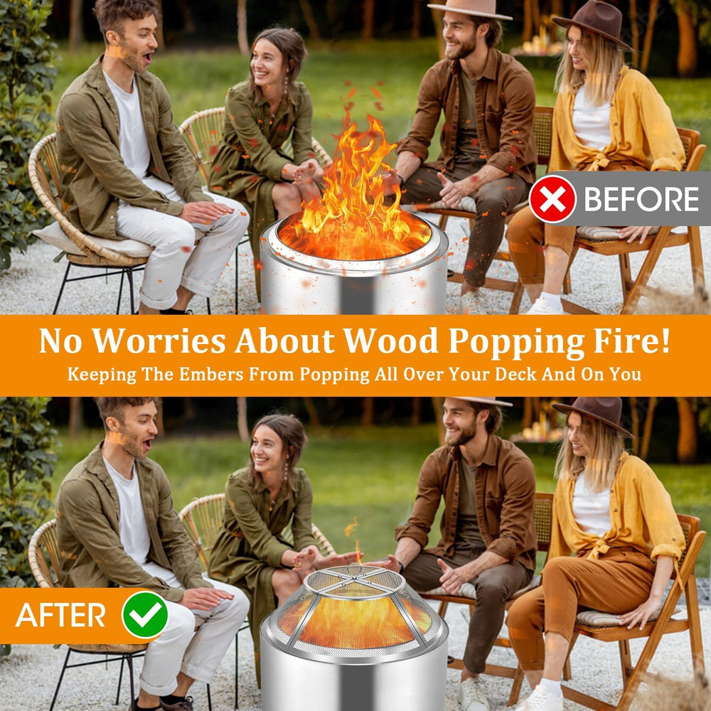 Fire Pit Spark Screen for Solo Stove Bonfire Shield 19.5inch,Stainless Steel ...