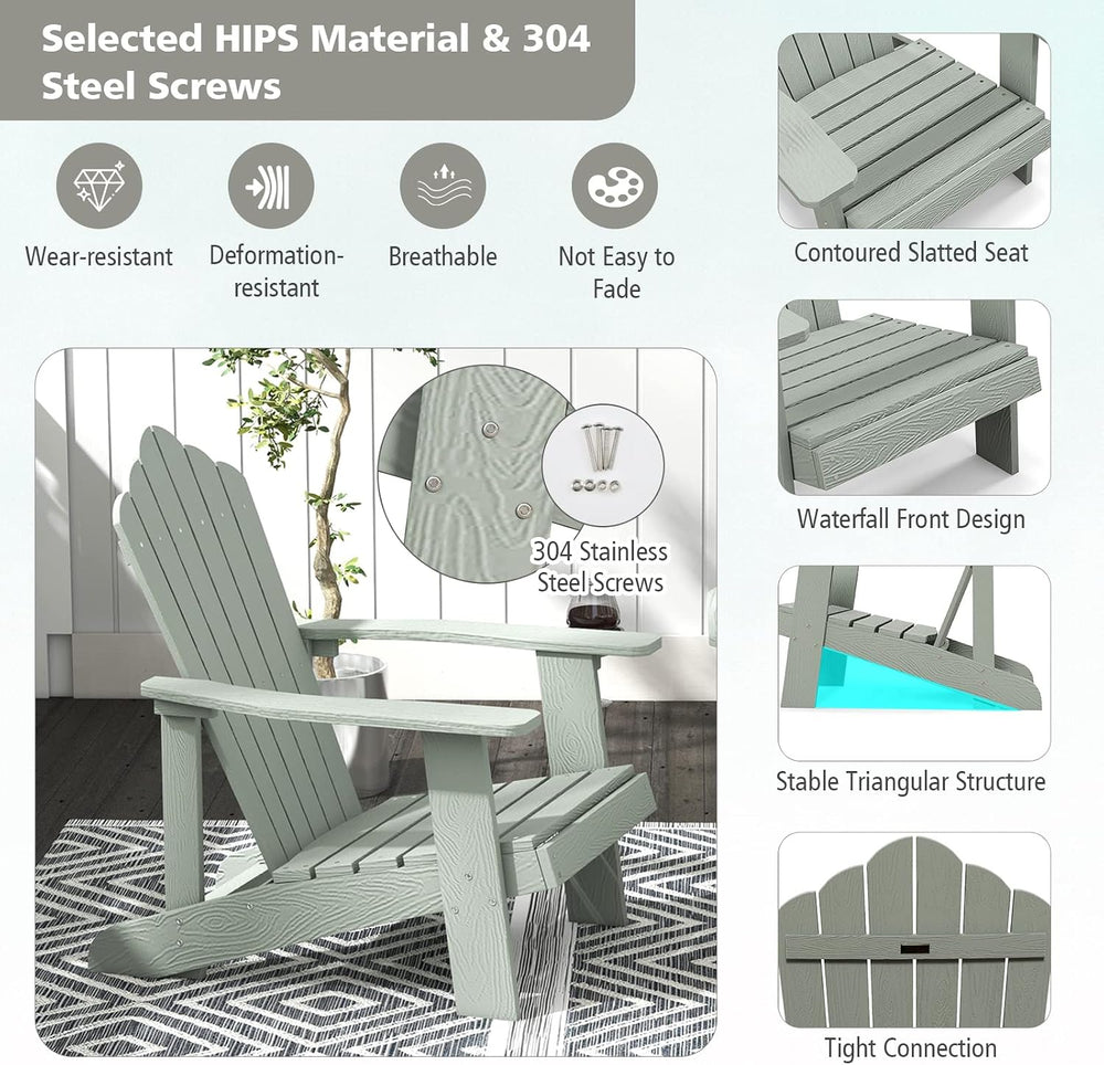 Tangkula Oversized Adirondack Chair, Patio Lounge Chairs w/Adjustable Cup Hol...