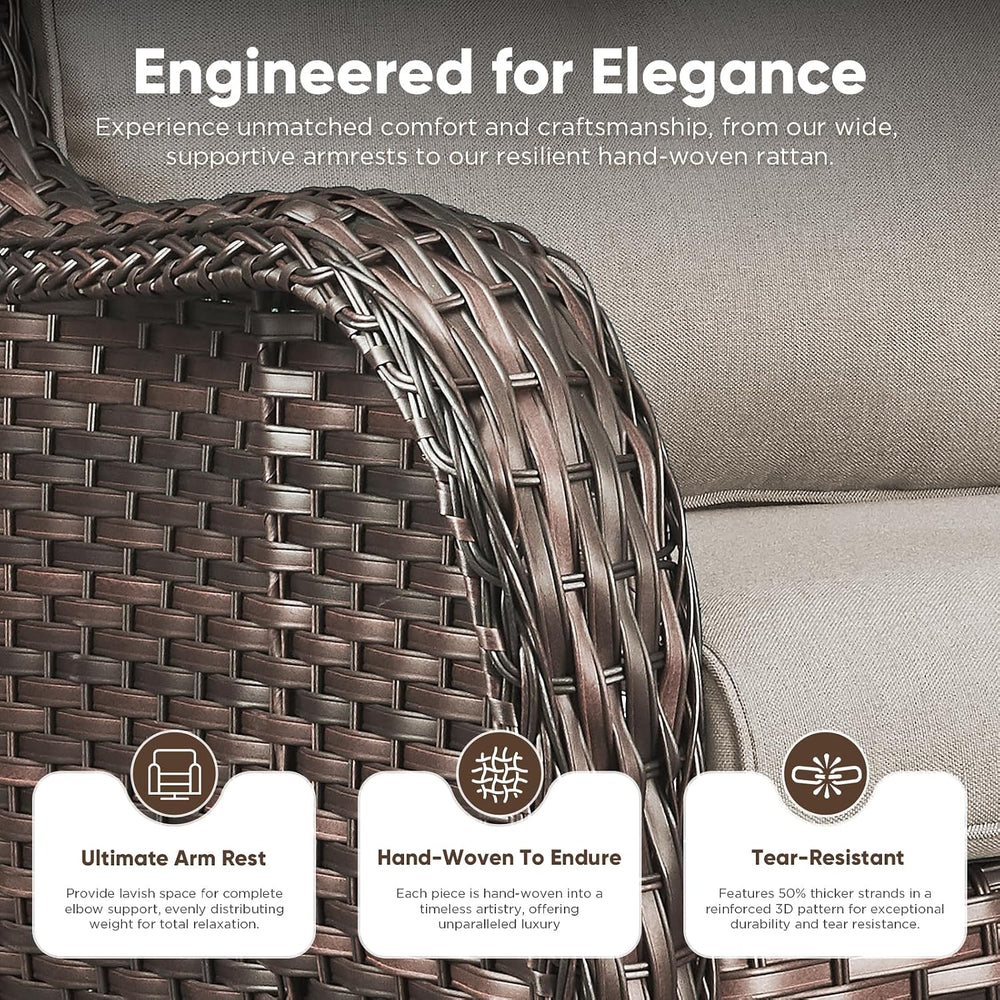 Belord 8 Piece Wicker Patio Furniture Set, Outdoor Swivel Rocker Chairs Set o...