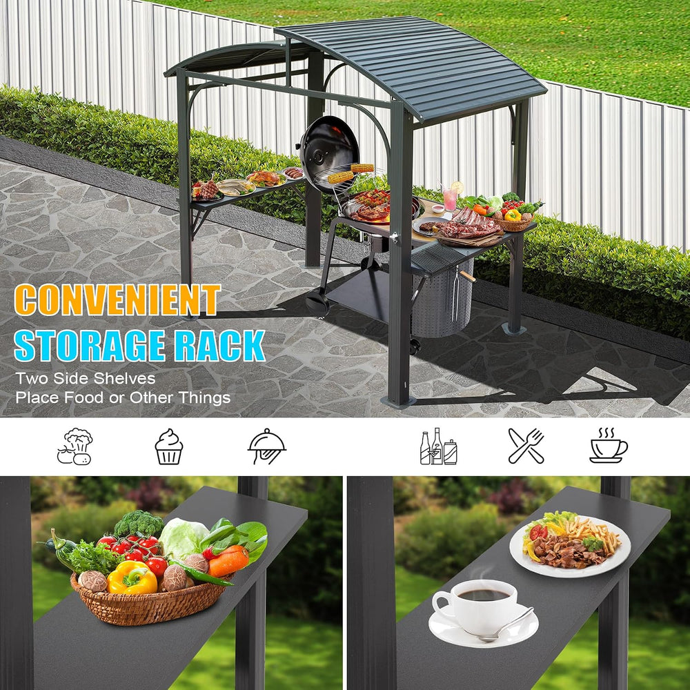 Domi Hardtop Grill Gazebo 8x5FT, Grill Canopy for Outdoor Grill w/Double Galv...